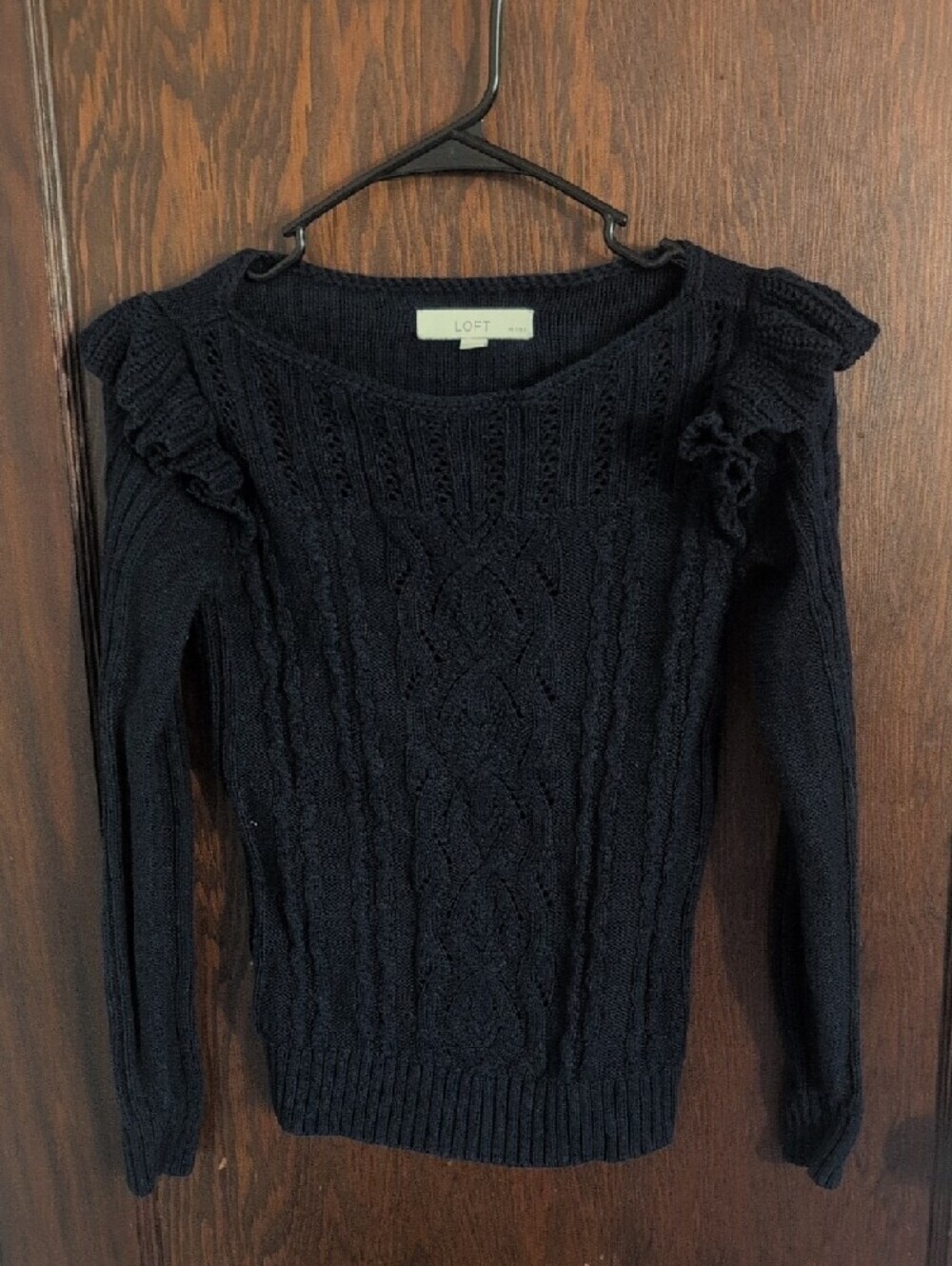 LOFT Black Cable & Ruffle Turtleneck Sweaters Set - Picture 3 of 9